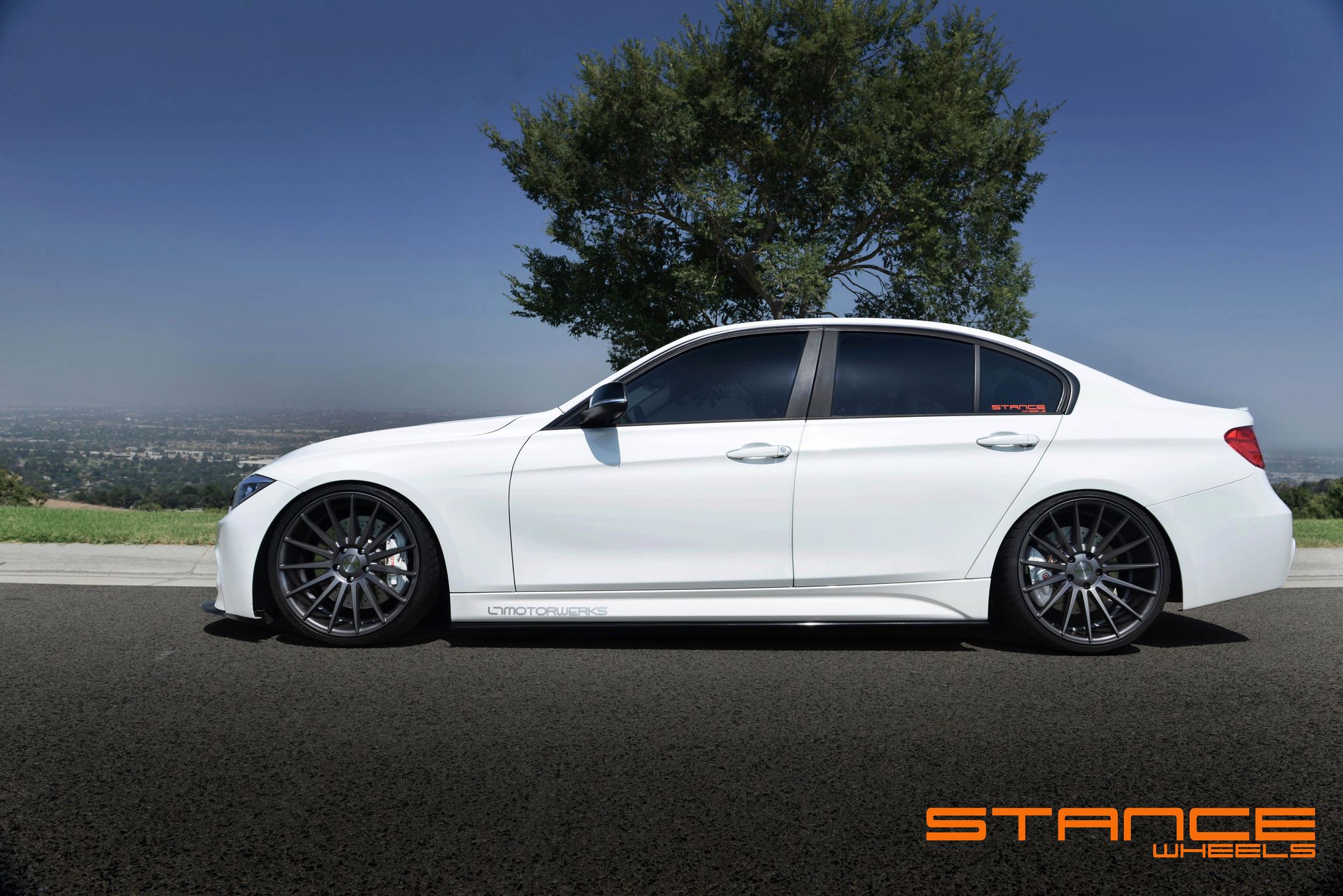 Stance Wheels SC-7 Slate Grey on White BMW F30